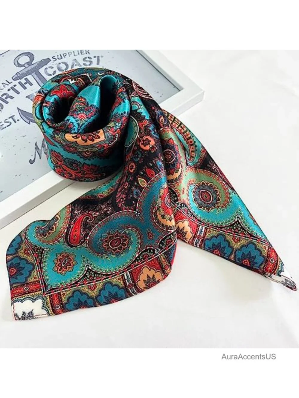 100% Mulberry Silk Square Scarf for Hair & Neck - Lightweight Bandana